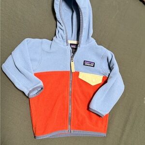 Patagonia Kids Colorblock Fleece Hoodie - Light Blue, Red & Yellow
